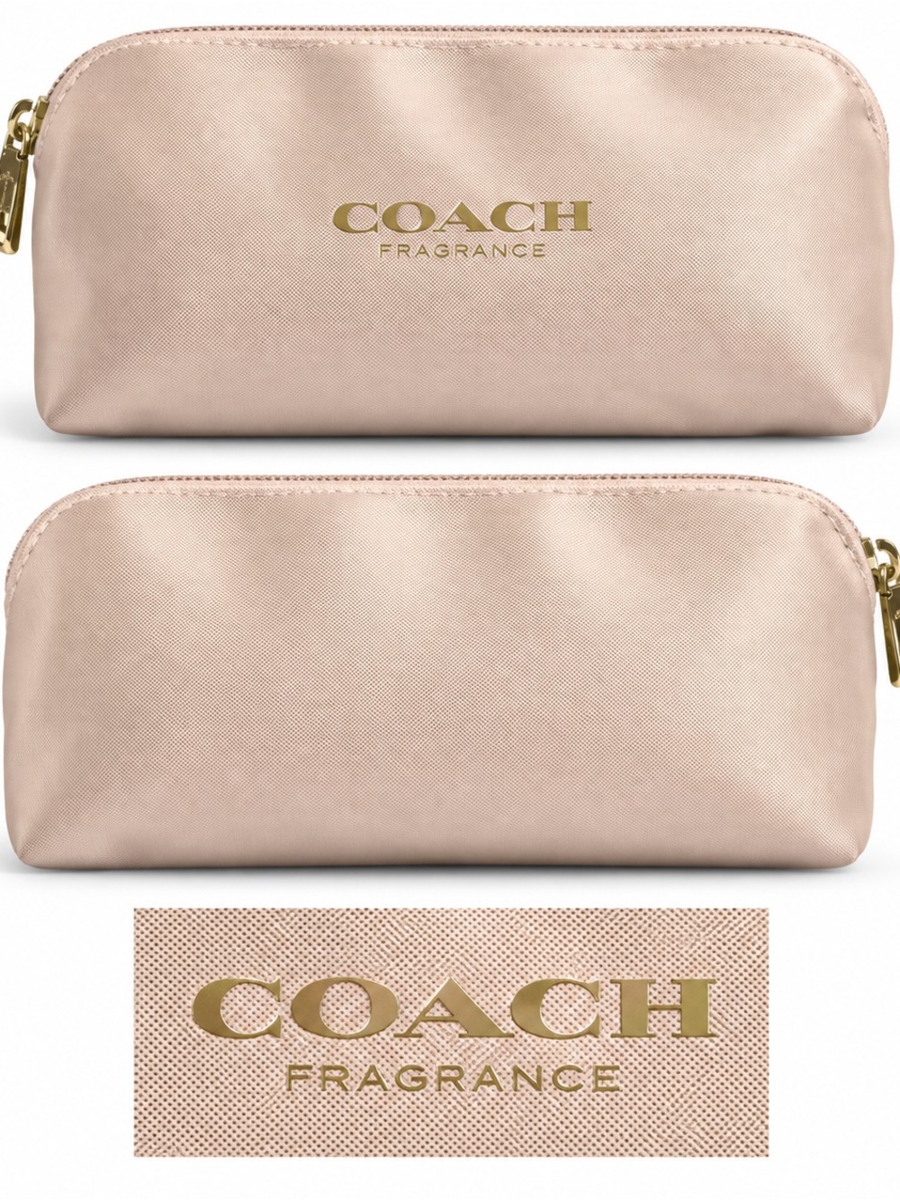 NWOT Coach Fragrance Champagne Metallic Cosmetic Makeup Pouch